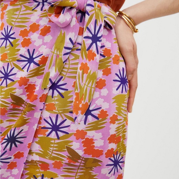 Vera Wang x Anthropologie Pink and Orange Floral Midi Skirt - Picture 3 of 15